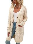 disi Womens Cardigan Long Sleeve Cable Knit Sweater Open Front Loose Outwear with Pocket