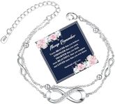 VEEDOFA Infinity Sterling Silver Bracelet for Women Adjustable Sterling Silver Bracelet with Cubic Zirconia Hypoallergenic Silver Infinity Bracelets for Women