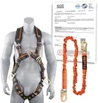QFU Full Body Safety Harness & Fall Protection Kit with Padded Straps, ANSI Compliant, Includes Shock-Absorbing Lanyard for Roofing, Construction and Industrial Use