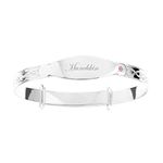 Dolce Valentina DV Childrens Personalised 925 Sterling Silver Baby Girl Bangle with Pink Zirconia - Perfect for Baby Shower, Baptism, Christening (0-1 Year)