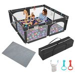 EAQ Baby Playpen with Mat,59''*79''Large Baby Playard,Kids Safety Play Pen for Babies and Toddlers,Indoor & Outdoor Kids Activity Center with Packing Bag and Anti-Slip Base…