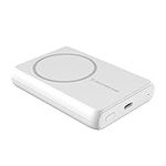 Scosche PBQ5MSWT GoBat Fast Wireless Charging Power Bank, 5,000 mAh, Portable Charging Bank with USB-C Port, Compatible with Magsafe and USB-C Devices, White
