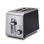 Proctor Silex 2 Slice Extra Wide Slot Toaster with Sure-Toast Technology, Shade Selector & Bagel Setting, Black and Stainless Steel (22302), SILVER