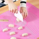 FW FAMEWORLD Non-Stick Silicone Reusable Pastry Fondant Dough Roti Chapati Rolling Baking Sheet Mat with Measurements 50 * 40 cm (Pink)