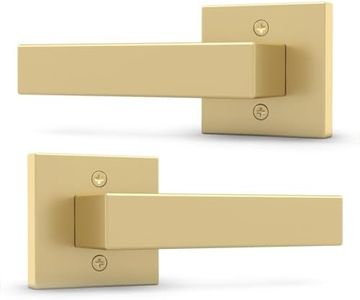 Stylware Dummy I Lever Door Lock Handle Set for Closet or French Doors I Single Side, Non-Turning I Fits All Standard Door Sizes I Screws Included - Satin Brass (2 Pack) with Covered Screws, 5"