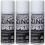 Pro-Kleen Bright Zinc Galvanising Spray Paint - 2-in-1 Primer and Top Coat, Prevents Rust, Corrosion, For Protecting Welding Joints & Cut Ends, Fast Drying Formula, 3 x 400ml