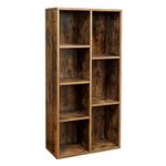 VASAGLE Bookcase, Wooden Bookshelf with 7 Compartments, Floor Standing Storage Unit for Files, Decor, In Study, Living Room, Bedroom, 24 x 50 x 106 cm, Rustic Brown LBC27BX