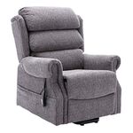 Salisbury Dual Motor Riser Recliner Arm Chair In Lisbon Grey Fabric with Free 5 Year Warranty