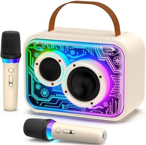 JYX Karaoke Machine with 2 Wireless Microphones, Stylish Karaoke Microphone Wireless System with Lights for Adults Kids, Portable Karaoke Speaker for Home Party, Outdoor, Ideal Gifts Stage Subwoofers