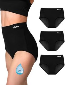 TIICHOO Period Underwear for Women Heavy Flow Extra High Waisted Period Panties Soft Menstrual Leakproof Underwear Pack of 3(Small, Black of 3)