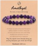 Healing Crystal Bracelet for Women Men,Relief Anxiety Yoga Bracelet, 8 mm Natural Stone Citrine Jade Beaded Stretch Bracelets,Semi-Precious Gemstones Energy Bracelet Inspirational Jewelry, 6.8 inches,