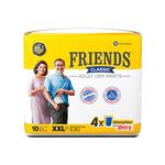 Friends Classic Adult Diapers Pants Style -10 Count (Double Extra Large) with odour lock and Anti-Bacterial Absorbent Core