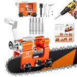 Chainsaw Sharpener Jig with 5 Tunsten Bits, Portable Universal Hand-Crank Chain Blade Saw Sharpener Kit Tool Accessories for 4" - 22" Chain Saw Sharpening