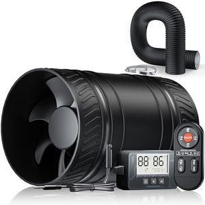 4 Inch Inline Duct Fan with Humidity Sensor and Remote, 4'' Duct 16FT with 2 Duct Clamps, Upgraded 6 Speed Timer Humidity & Temperature, Low Noise HVAC Ventilation Fan in Basement Bathroom Workshop At