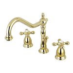 Kingston Brass KS1992AX Heritage Widespread Lavatory Faucet with Handle Pop-Up, Polished Brass