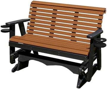 5FT Glider Amish Handmade in USA Poly Lumber wood Lancaster series RollBack Porch Glider with Cupholders HeavyDuty Everlasting PolyTuf HDPE No wood fibers and 1000 lbs Limit,Stainless Steel hardware