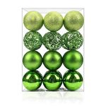 AMS 2.36''/60mm 24ct Christmas Balls Hollow Out Carved Tree Pendants Shatterproof Ornaments Seasonal Decorations for Holiday and Party(Green)