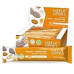 NaturGeeks Protein + Vitamin Bar, Salted Peanut Butter - 16g Protein & 11 Vitamins, Zinc & Magnesium for Immunity Support - Zero Added Sugar, Vegan, Gluten Free, Dairy & Soy Free, 12 count