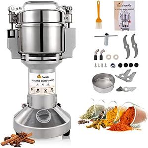 FoundGo Electric Grain Mill 10.6oz/300g Commercial Grain Grinder Stainless Steel Powder Grinding Machine 25,000rpm Pulverizer for Spice/Coffee/Flour/Pepper/Herb Superfine (300g, Standing)
