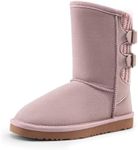 DREAM PAIRS Girls Boys Winter Boots Faux Fur Lined Mid Calf Kids Snow Tall Shoes FuzzyChic Kid's Buckle for Little Kid/Big Kid,Size 5 Big Kid,All Pink,Sweaty-Buckle-K