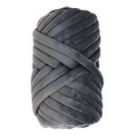 Casaphoria Chunky Yarn for Hand Arm Knitting Blanket,Super Soft Giant Yarn Cotton Tube Yarn,Washable Velvet Jumbo Crochet DIY Yarn for Pet Bed,Bulky Yarn for Pillow(Dark Grey,2.3Lbs/47Yards)