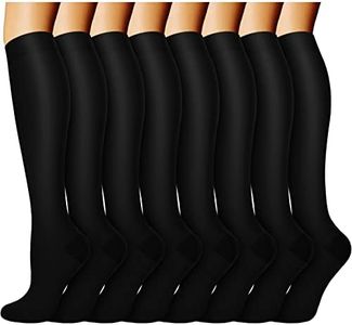 ACTINPUT Compression Socks (8 Pairs) for Women & Men 15-20mmHg - Best Medical,Nursing,Hiking,Recovery & Flight Socks
