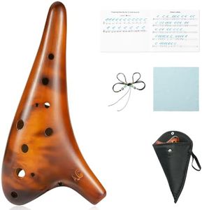 Ocarina Instrument with Song Book: Ohuhu Ceramic Zelda Ocarina with a Neck-Strap Cord, FDA Tested 12 Hole Alto C Zelda Ocarinas Play By Link Triforce, Gifts for Zelda Fans with Protective Bag