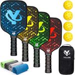 YILLOG Pickleball Paddles, USAPA Approved Pickleball Paddle Set of 4, Fiberglass Surface Pickleball Set, 4 Pickleball Balls, 4 Cooling Towels, Pickleball Bag, Pickle Ball Paddle for Men Women