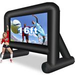 GZKYYLEGS 16 Feet Inflatable Movie Screen Outdoor, Projection Screen with Air Blower, Tie-Downs and Storage Bag - Easy Set up, Mega Blow Up Screen for Backyard Movie Night, Theme Parties, Celebrations