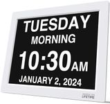 American Lifetime 【New 2024 Dementia Clock Large Digital Clock for Seniors, Digital Clock Large Display, Custom Alarms, Clock with Day & Date for Elderly, Large Number Digital Clock White, 15 Inch