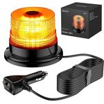 Justech 12/24V Flashing Beacon 40W 40 LED Emergency Warning Strobe Light Amber Strobe Lights 7 Flash Modes Waterproof with Magnetic Base for Truck Vehicle