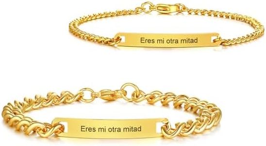VNOX Pulseras de Pareja Personalizadas Regalo Hombre Custom Acero Inoxidable Par Pulsera Grabado Nombre Pulsera Regalo de Relación Amorosa