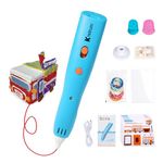 Kretrum Low Temperature 3D Printing Pen Kit with Cute Shape Wireless 3D Pen, 17 Color 1.75mm PCL Filament, Car Stencil and Fun Small Car Toy Base Crayon 3D Stylo 3D (Blue)