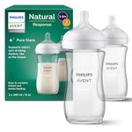 Philips Avent Natural Response Glass Baby Bottles 8oz/240 ml with Medium Flow Teats (Flow 3), 2 Pack, SCY933/02