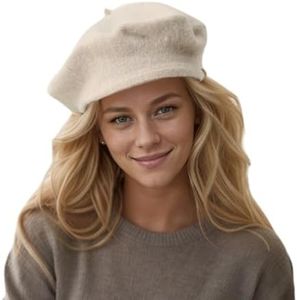 EGANO Wool Beret - Classic French Beret Hats for Women - Stylish and Timeless Fashion Accessory for Every Wardrobe Beige