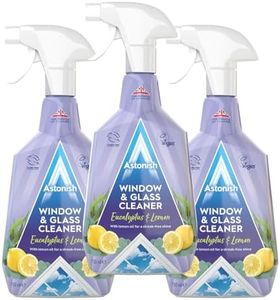 Astonish Streak Free Window & Glass Cleaner 3 Pack Spray Bottles With Vinegar For Deep Cleaning - Eucalyptus & Lemon Scented Home & Bathroom Cleaner - Cruelty Free Household Cleaning Supplies, 750ml