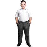 L S U Boys Full Elasticated Pull Up Generous Fit Trousers Plus Fit All Around Elastic Sturdy Plus Size School Trousers (UK, Age, 10 Years, 11 Years, Plus, Grey)