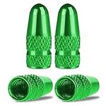 BOROLA Pack of 4 Presta Valve Caps Anodized Aluminum Alloy Bicycle Bike Tire Caps Dust Covers(4Pcs,Green)