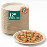 ECO SOUL | Disposable Bagasse Plates | 12 inch - Pack of 100 | Eco-Friendly Disposable Plates Big Size in Bulk | Perfect for Full Meals, Lunch & Dinner | Plastic-Free, Tree-Free, Microwave Safe