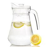 KELVEE Borosilicate Glass Water jug with Plastic Cap, for Juice Water iced Tea Pitcher Tea Carafe hot Glass Pitcher and Sun Tea jar, 1100ml