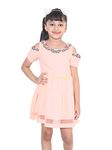 Naughty Ninos Girls Peach Fit & Flared Dress(NN00666DRS_Peach_6-7 Years)