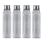 MILTON Prime Water Bottles Pack of 4, 1 Litre Each, Grey, Reusable Plastic Fridge Bottle Set, BPA Free and Leak Proof Waterbottles for School, Travel, Work