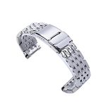 22mm 24mm Stainless Steel Watchband Bracelet for Breitling Watch Band for Avenger for NAVITIMER for SUPEROCEAN Belt Logo (Color : Stainless Steel, Size : 24MM_with B Logo)