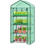 Mini Greenhouse, Ohuhu Small Plant Greenhouses, 4 Tier Rack Stands Portable Garden Green House for Outdoor & Indoor Germination Seeding, Tropical Plants in Winter, 2.5x1.6x5.2 FT
