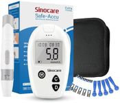 sinocare Diabetes Testing Kit/Blood Glucose Monitor Safe-Accu/Blood Glucose Sugar Test Kit with Separated Test Strips Free x 10 & Case for UK Diabetics -in mmol/L