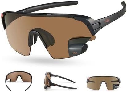 TriEye Cycling Glasses with Rear-view Mirror for Men & Women - UV-400 Sports Sunglasses Cycling Goggles - Durable and Lightweight (High Definition Smoke)