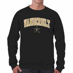 Campus Colors NCAA Adult Tackle Twill Crewneck Sweatshirt - Embroidered Logo - Stay Warm & Represent Your Team in Style (Vanderbilt Commodores - Black, Adult Medium)