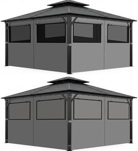 homegroove Gazebo Universal Replacement Privacy Curtain, 10'x10' Gazebo Curtains Outdoor Waterproof, 4-Panels Sidewall Curtains with Zipper and Mesh Windows for Backyard, Garden, Yard