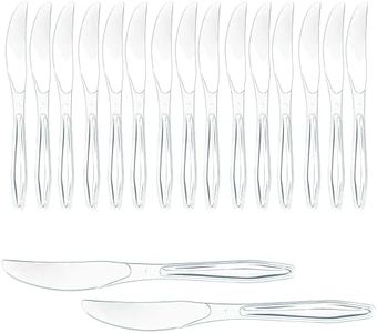 Prestee 100 Clear Plastic Knives Heavy Duty Plastic Silverware Knives, Fancy Plastic Cutlery, Elegant Disposable Knives Pack, Bulk Disposable Flatware, Plastic Utensils Set, Nice Disposable Silverware