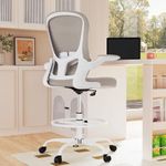 Drafting Chair, Tall Office Chair with Flip-up Armrests Executive Ergonomic Computer Standing Desk Chair, Office Drafting Chair with Lumbar Support and Adjustable Footrest Ring